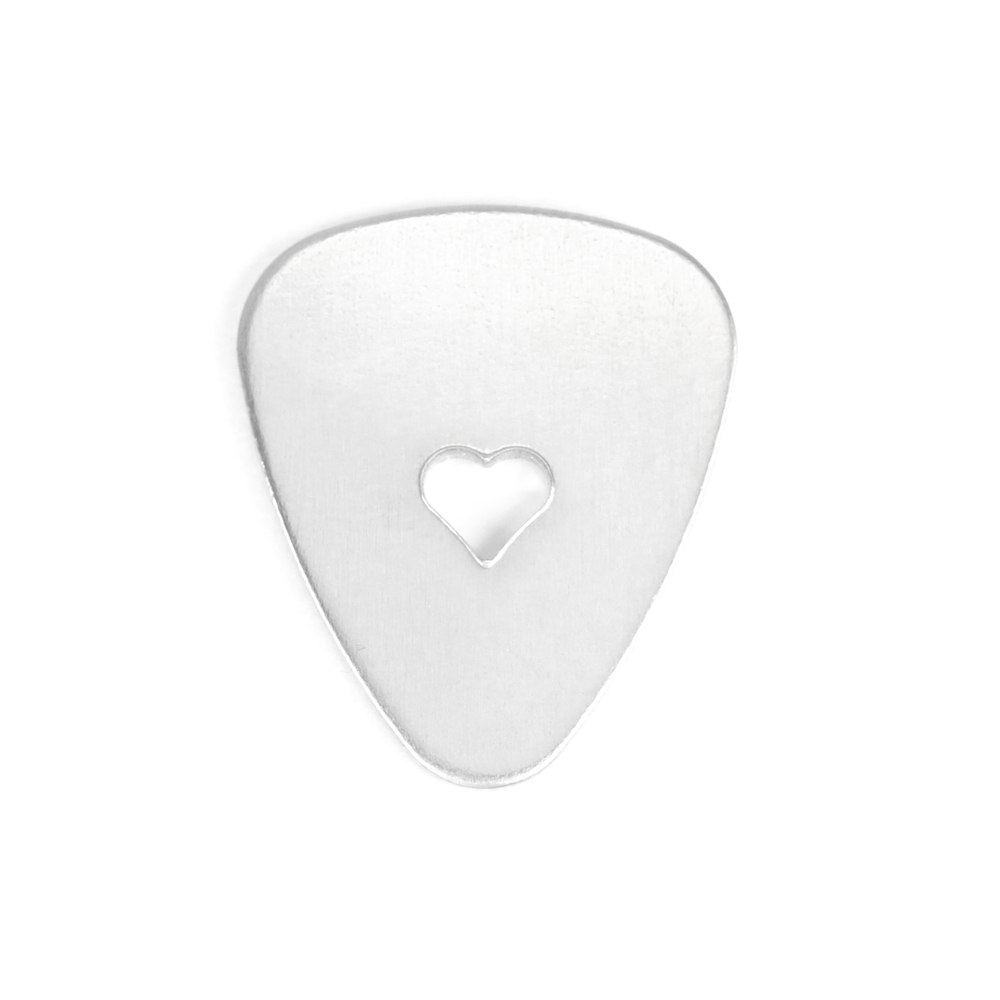 Metal Stamping Blanks Aluminum Guitar Pick with Heart Cutout, 30mm (1.2") x 25.2mm (1"), 14g, Pack of 5